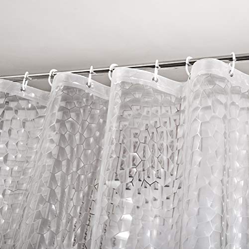 WELTRXE Shower Curtain Liner 8G EVA with 3 Magnets, Waterproof Clear Shower Curtains with 3D Water Cube Design, Heavy Duty Plastic Bathroom Shower Liner for Shower Stall, Bathtubs, 72 x 72,12 Hooks